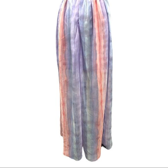Ever After Pastel Watercolor Deep V-Neck Sheer Tulle Maxi Dress Sz S - Picture 10 of 16